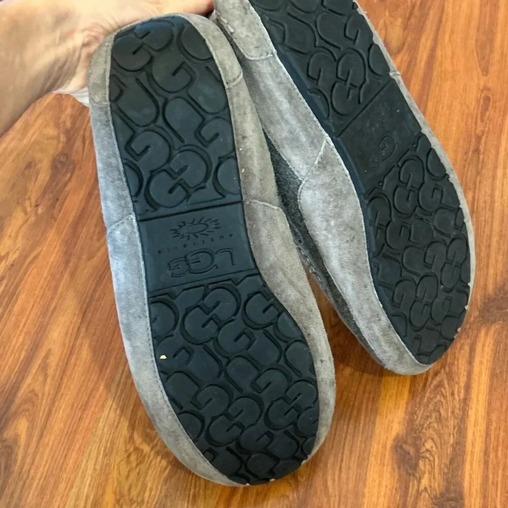 UGG Men’s gray ascot moccasin slippers, suede size 11